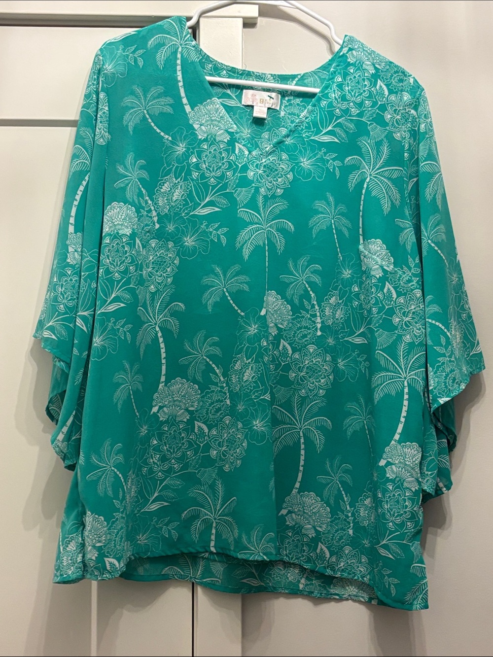 Belle by Kim Gravel Teal Floral V-Neck Tunic